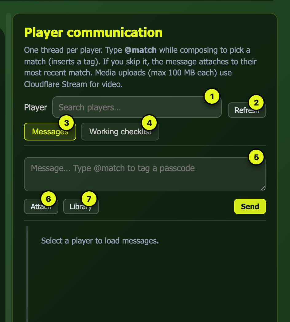 Player communication side panel